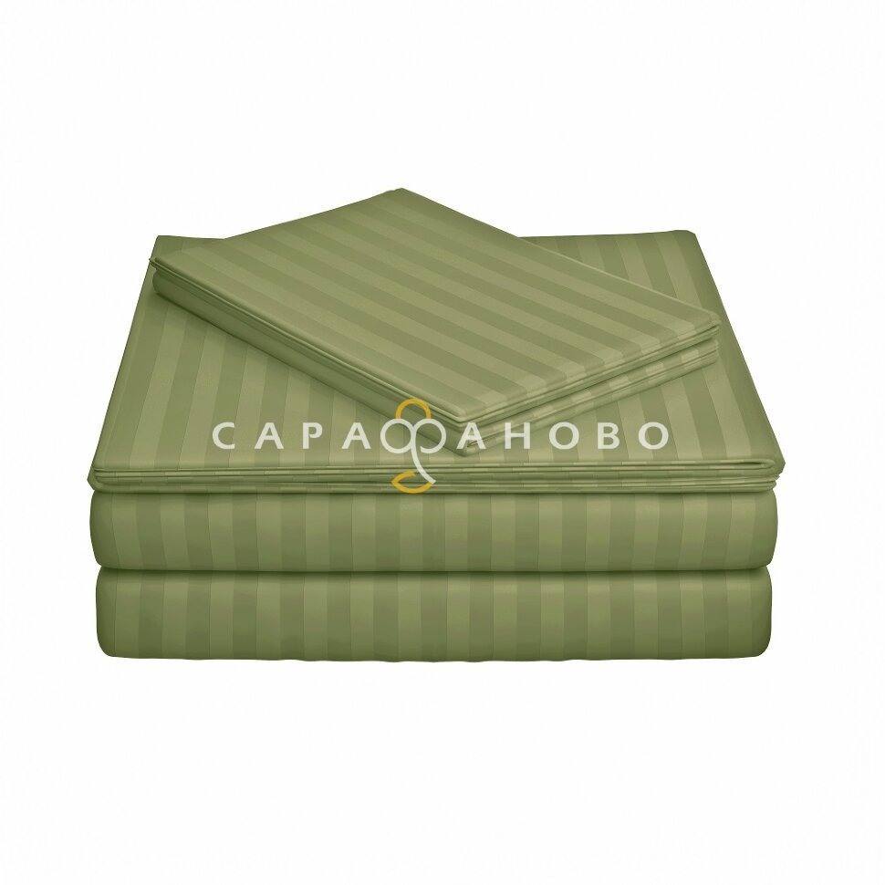 Ткань Страйп-Сатин 240 см рис. 37002 Олива (полоса 1х1)