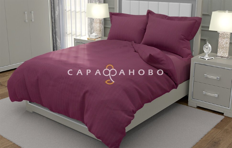 Ткань Страйп-Сатин 240 см рис. 35001 Баклажан (полоса 1х1)