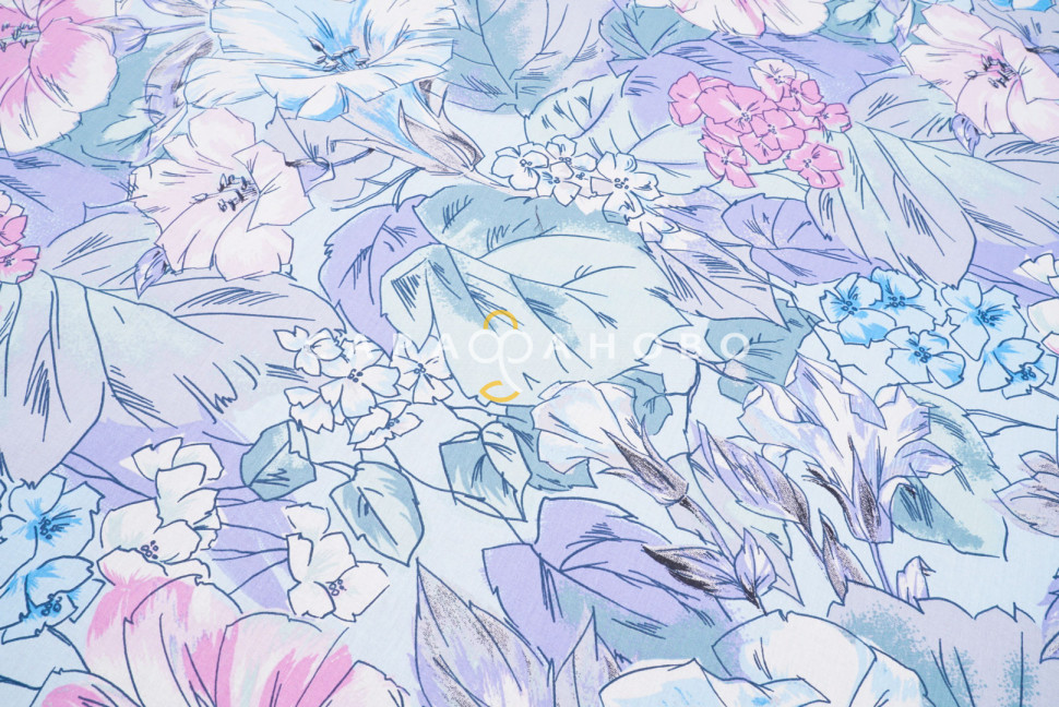 Ткань Поплин 220 см 115 гр рис. Летний сад вид 1(основа)