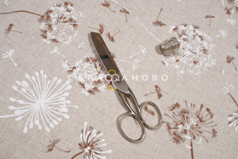 Ткань Полулён п/варёный, жаккард 150 см. рис ОДУВАНЧИКИ № 1519 (140 гр/м2)
