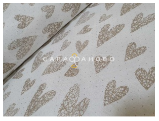 Ткань Бязь 150 см. Сердечки вяз. кофе б/з рис. 8141/34