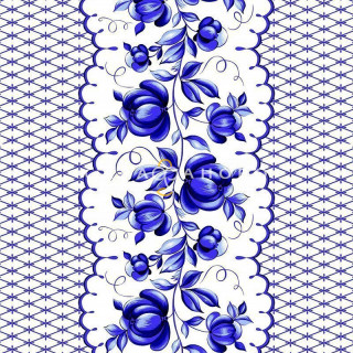 Ткань Полотно вафельное 50 см Гжель рис 4035 вид 1