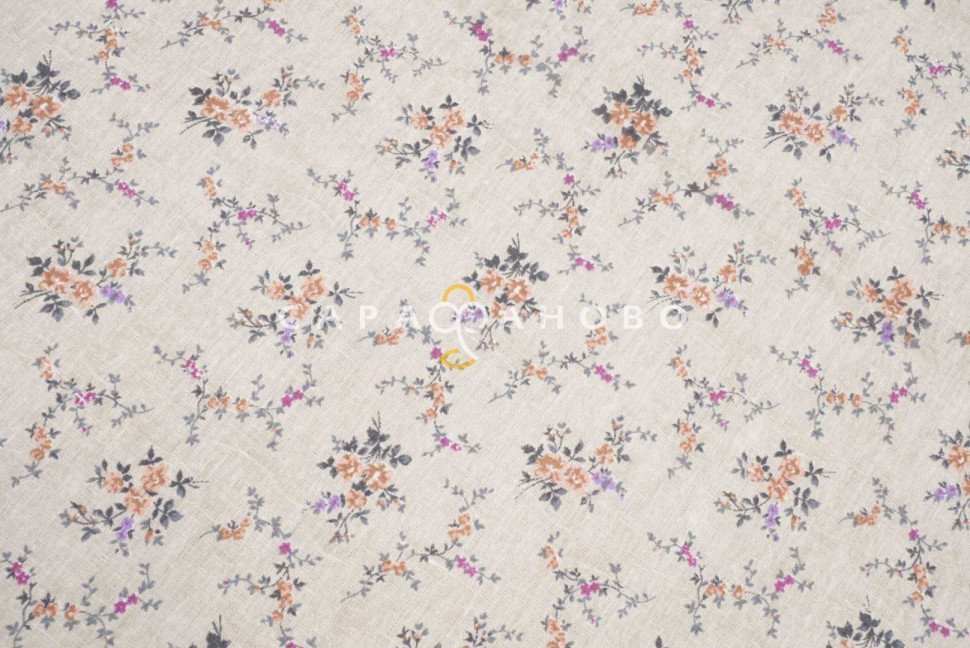 Ткань Полулён п/варёный, жаккард 150 см. рис БУКЕТЫ вид 2 №349