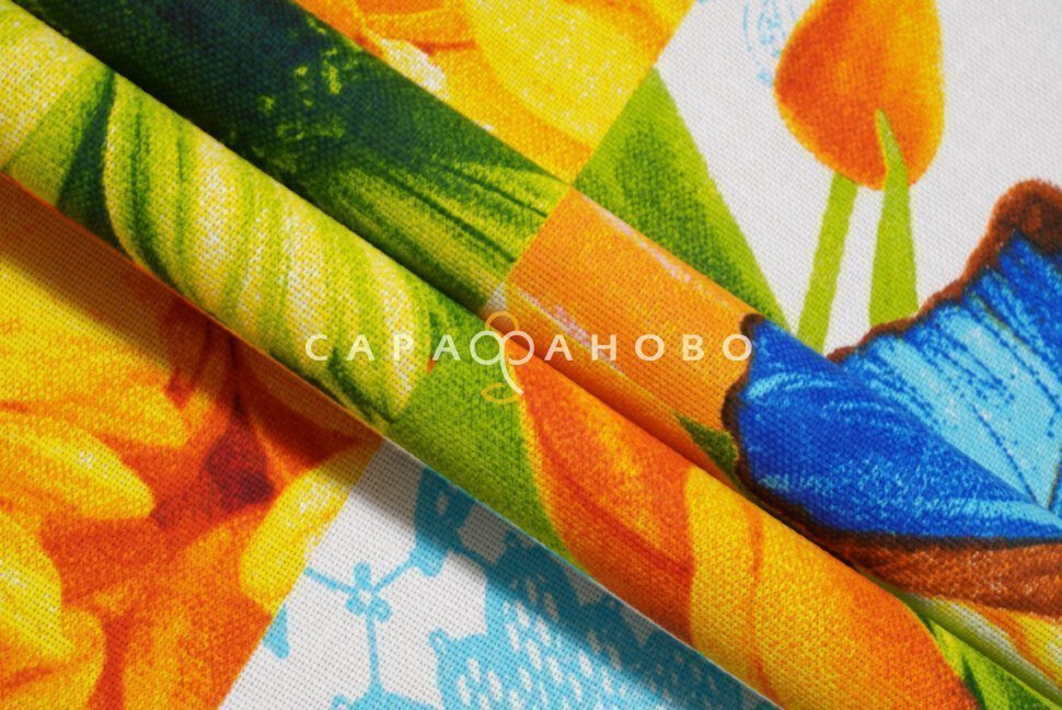Ткань Рогожка 150 см 170 гр рис Цветник