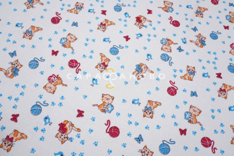 Ткань Фланель детская Пушистые котята 5319 вид 1 б/з
