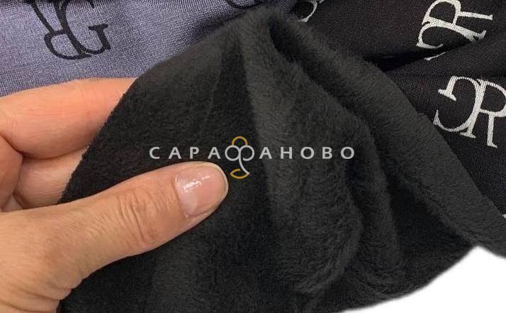 Трикотаж на меху 150 см 400 г/м2 рис Жираф черно-бронзовый