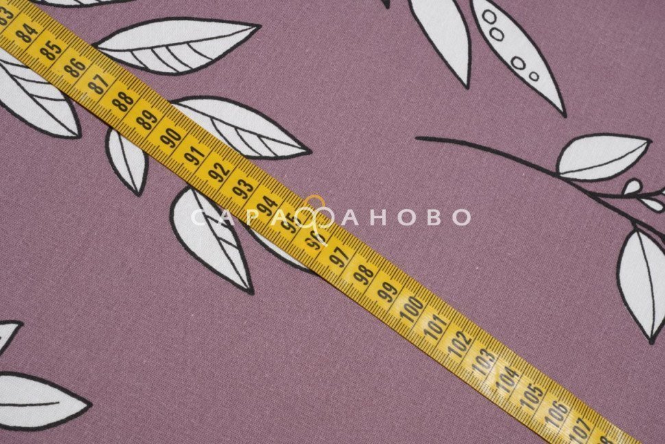 Ткань Поплин 220 см. Веточки дым. роза рис. 28299/4