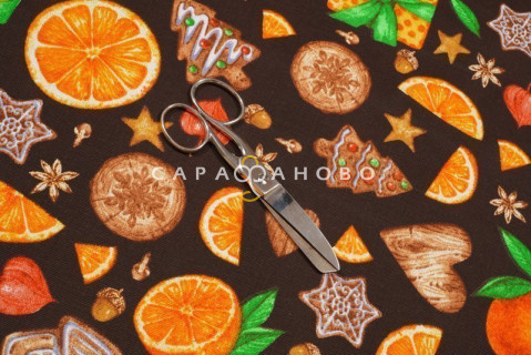 Ткань Рогожка 150 см рис. 12214-1 Цитрус(коричневый)