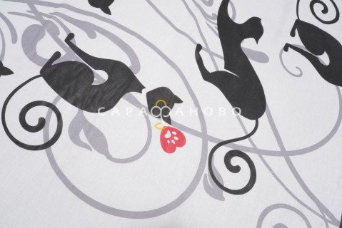 Ткань Бязь Люкс 220 см 125 гр рис Кошки на белом