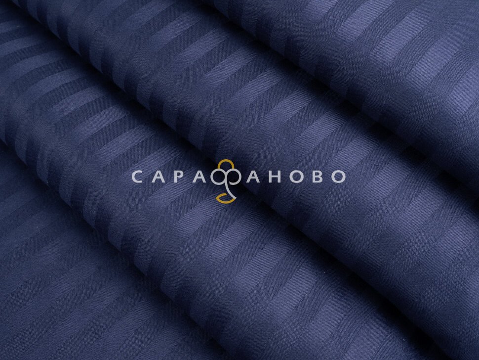 Ткань Страйп-сатин 240 см 1-1 Индиго