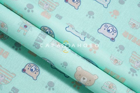 Ткань Бязь 150 см рис.  Полосатые мишки вид 3