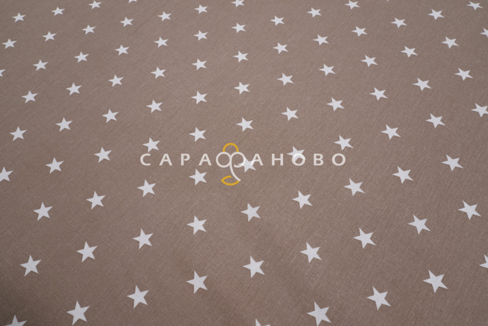 Ткань Бязь 150 см рис. 7356/34 Звёзды средние(кофе)