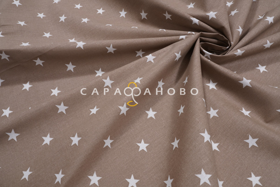Ткань Бязь 150 см рис. 7356/34 Звёзды средние(кофе)
