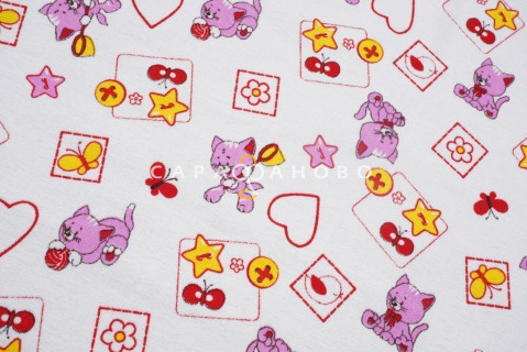 Ткань Фланель 90 см рис. 5280-2 "Игривый котенок"