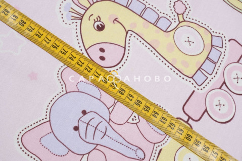 Ткань бязь 150 см рис 5636 Паровозик Звездочка вид 1 б/з