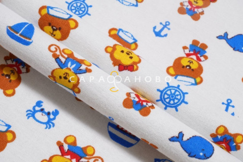 Ткань Фланель 90 см рис.  5245-1 "Мишка морячок"