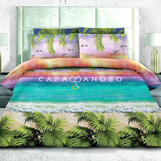 Ткань Бязь Премиум 220 см "Лазурный океан" рис 6414 вид 1