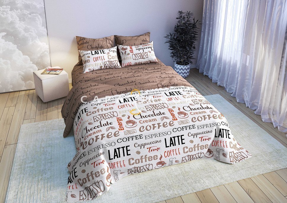 Ткань Перкаль 220 см рис. 444-1 Кофе (компаньон)